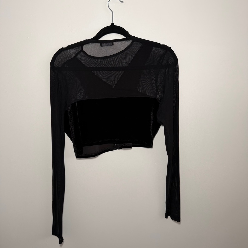 Naked Wardrobe Sheer Long Sleeve Black Top Size XL - Picture 5 of 5